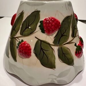 Yankee Candle Large Jar Shade Strawberries Leaves Cozy Cottage Ceramic Red White